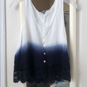 Navy blue and White Top